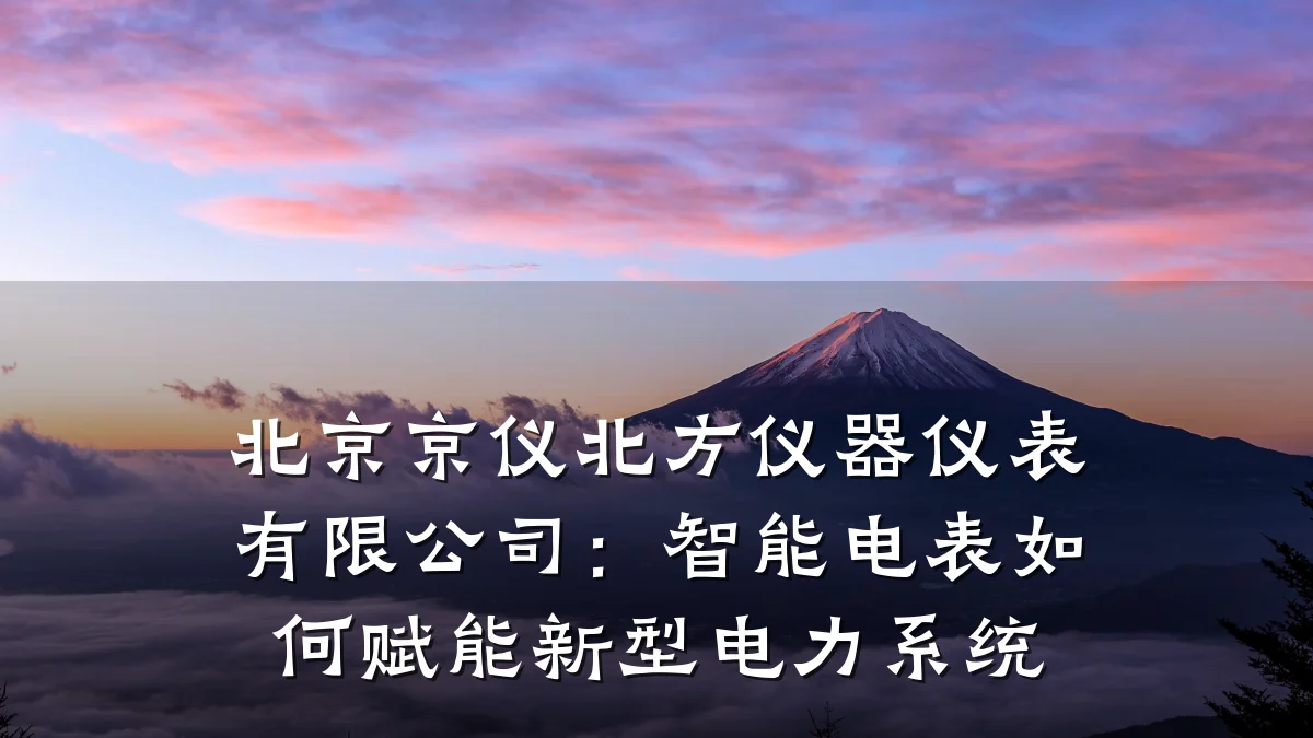 北京京仪北方仪器仪表有限公司：智能电表如何赋能新型电力系统