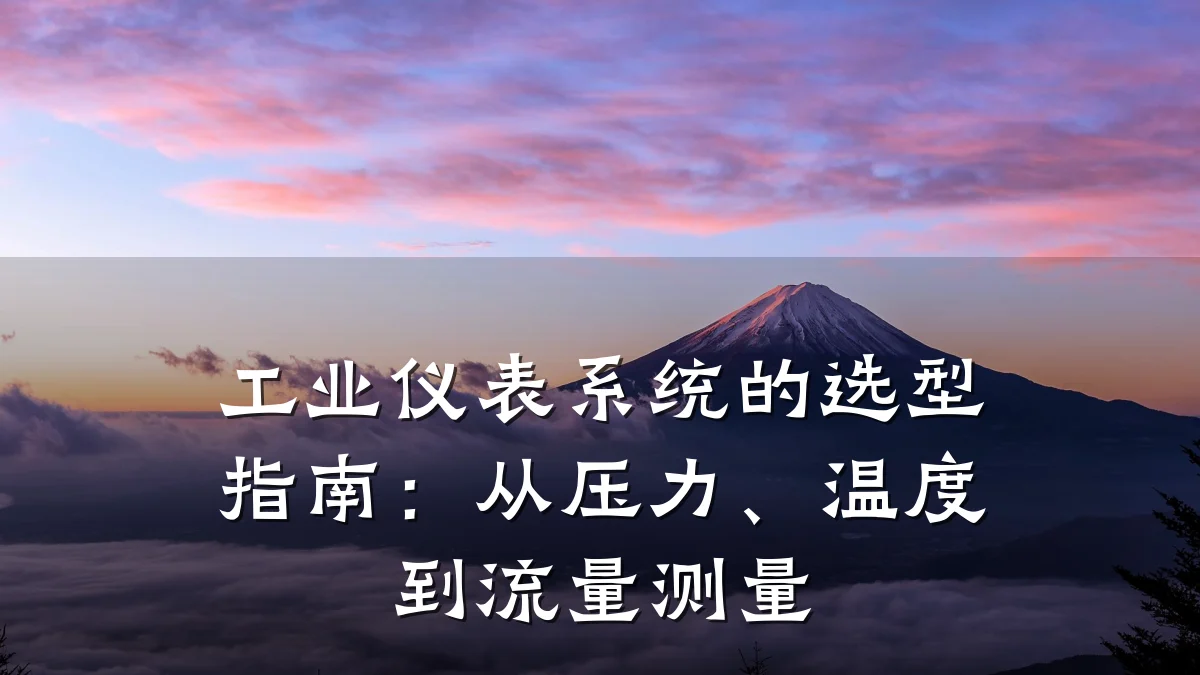 工业仪表系统的选型指南:从压力、温度到流量测量