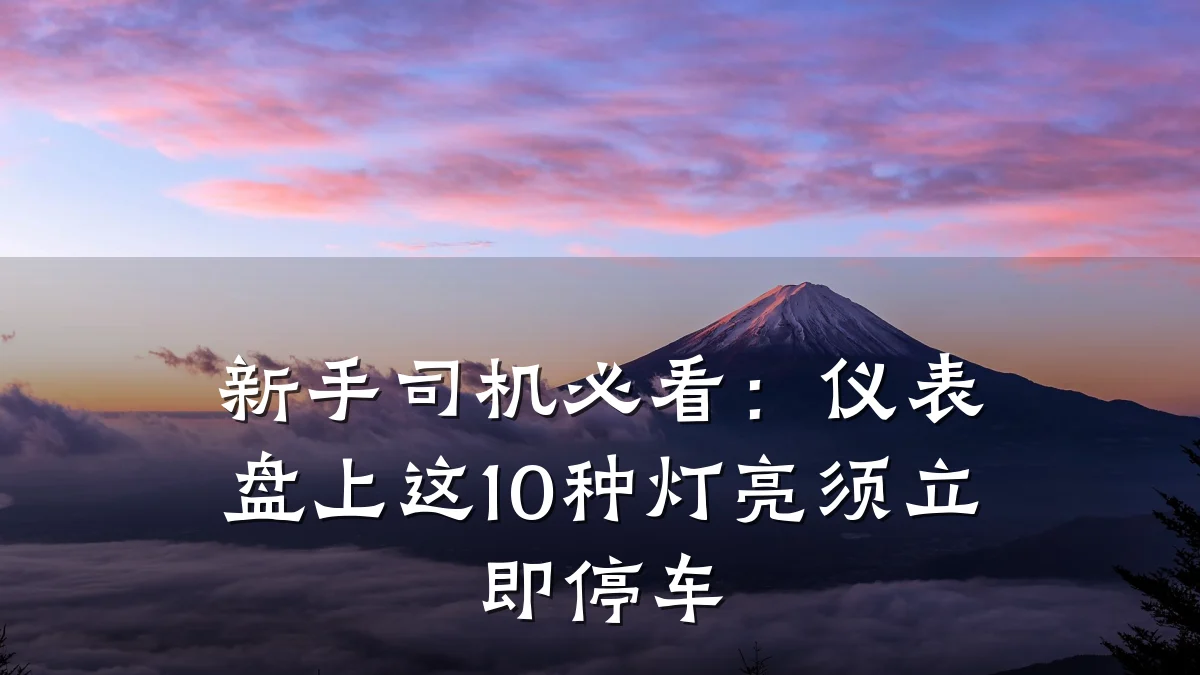 新手司机必看:仪表盘上这10种灯亮须立即停车