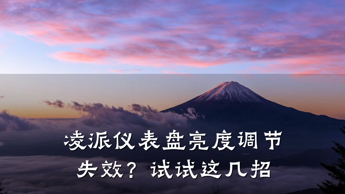 凌派仪表盘亮度调节失效?试试这几招