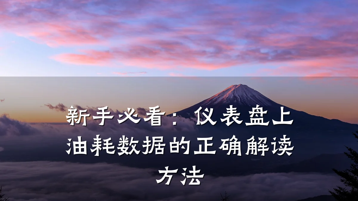 新手必看:仪表盘上油耗数据的正确解读方法