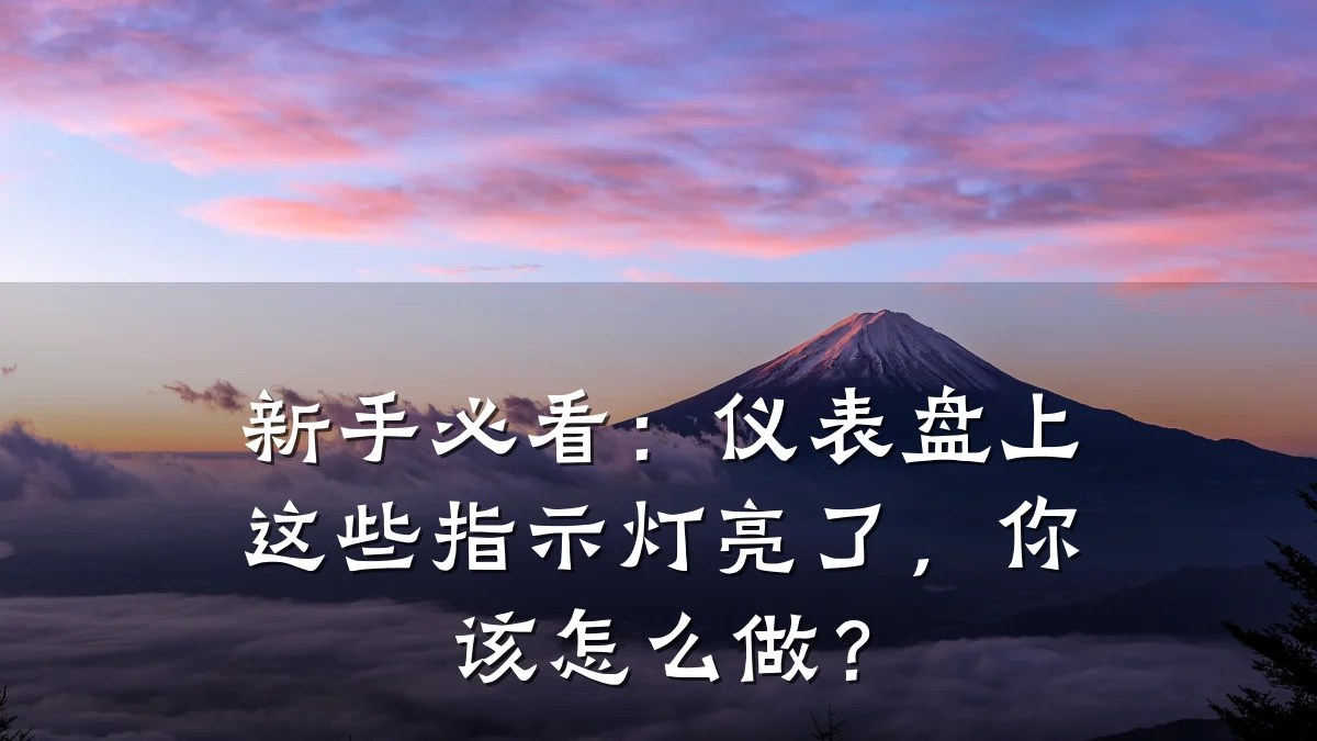 新手必看:仪表盘上这些指示灯亮了,你该怎么做?