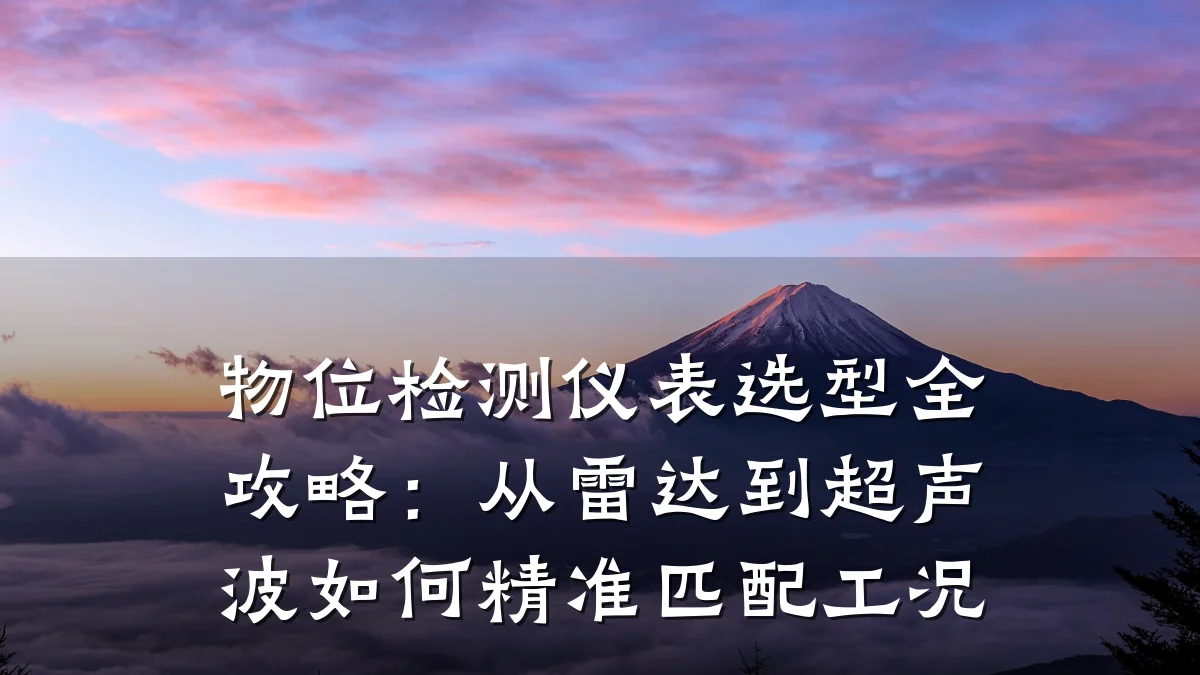物位检测仪表选型全攻略:从雷达到超声波如何精准匹配工况
