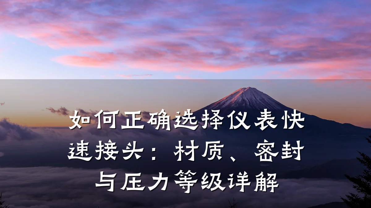 如何正确选择仪表快速接头：材质、密封与压力等级详解
