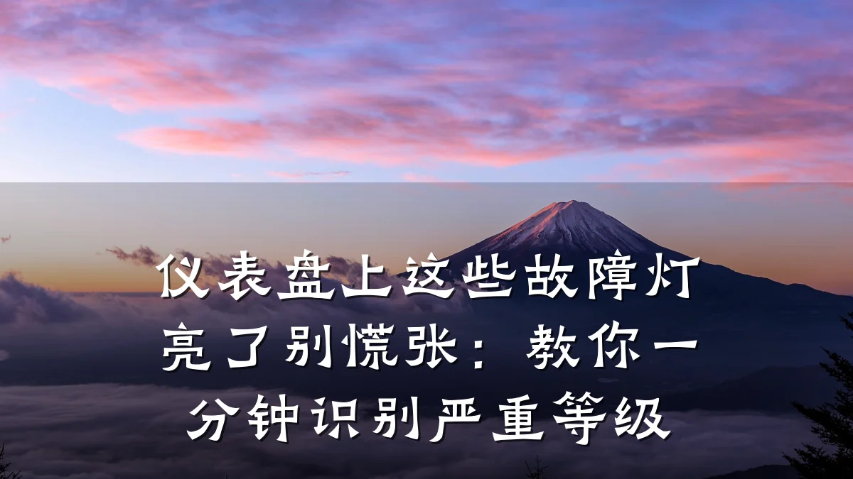 仪表盘上这些故障灯亮了别慌张:教你一分钟识别严重等级