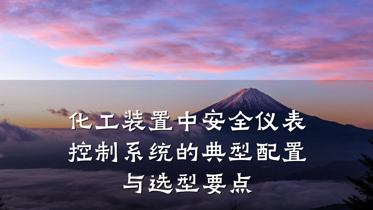 化工装置中安全仪表控制系统的典型配置与选型要点