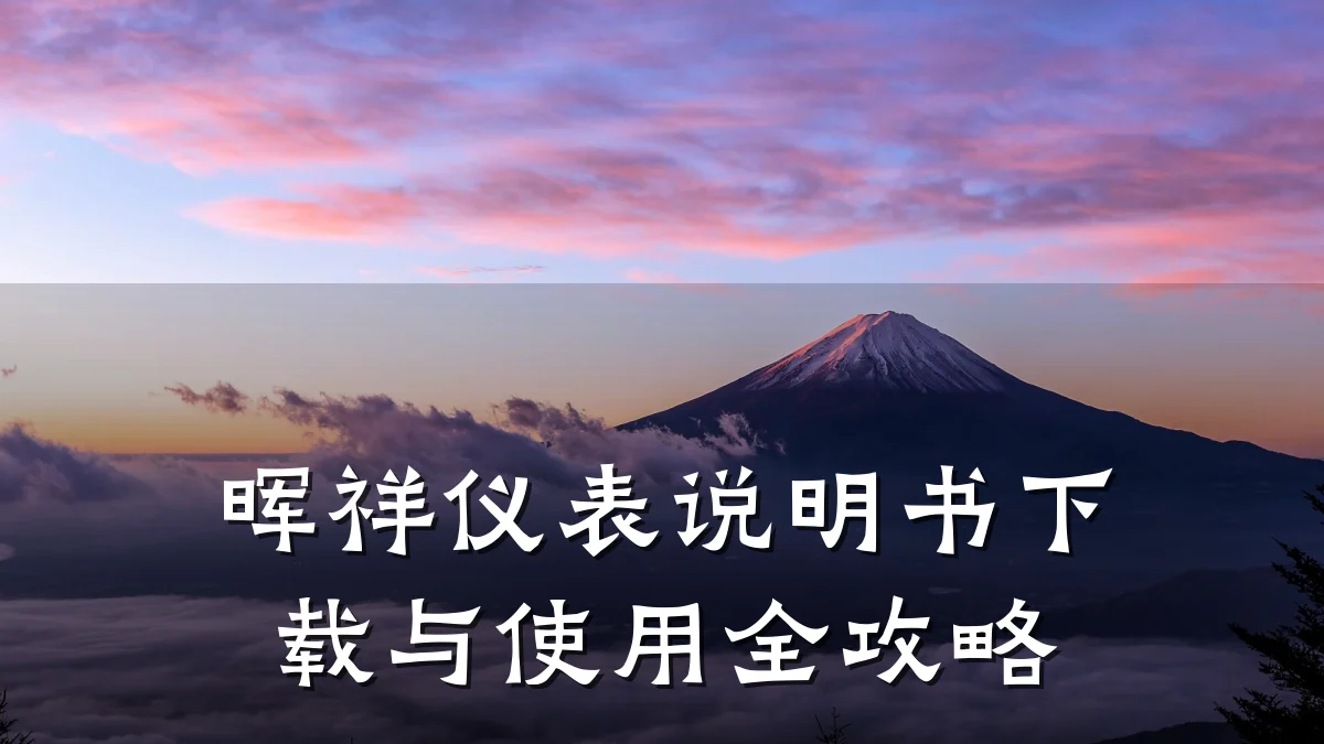 晖祥仪表说明书下载与使用全攻略