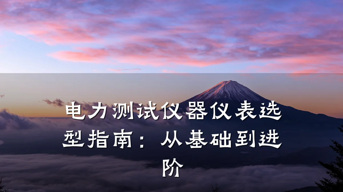 电力测试仪器仪表选型指南:从基础到进阶