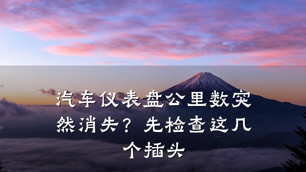汽车仪表盘公里数突然消失?先检查这几个插头
