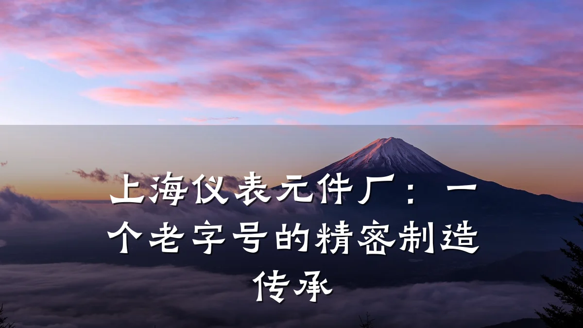 上海仪表元件厂:一个老字号的精密制造传承